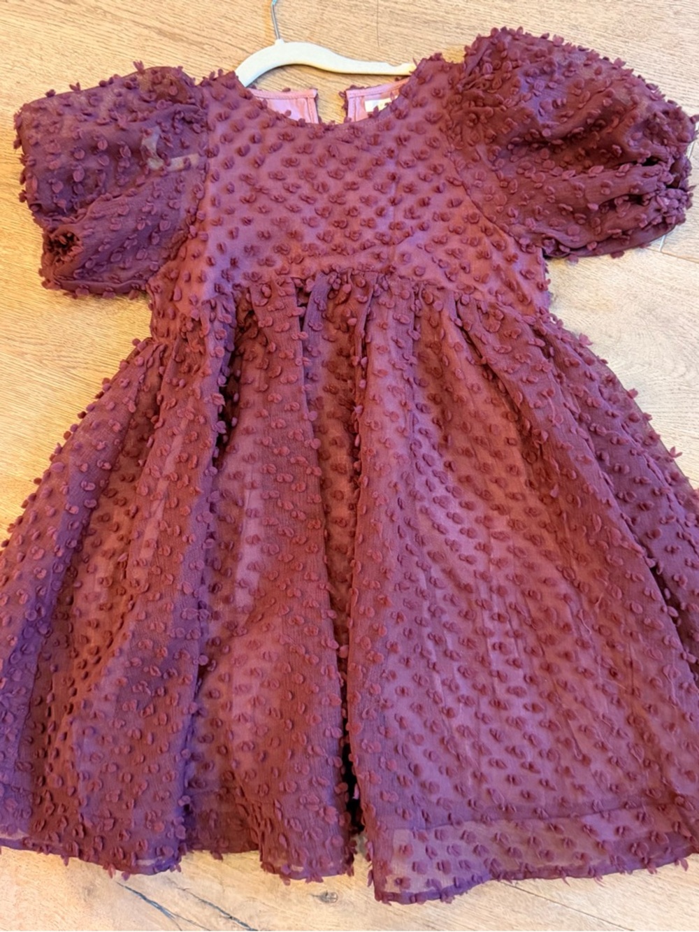 Girls' NORALEE Textured Plum Puff-Sleeve Occasion Dress